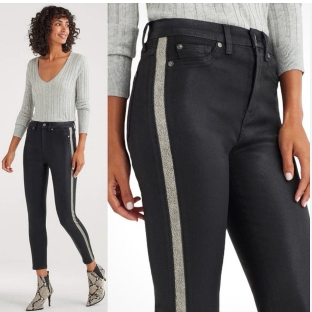 NWT 7 For All Mankind B(air) High Waist Ankle Skinny White Snake Side Strip 24